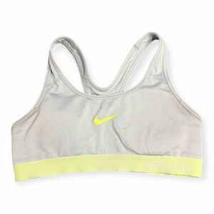 NIKE Women’s Light Gray Neon Yellow Pro Dri-FIT Sports Bra Size Small